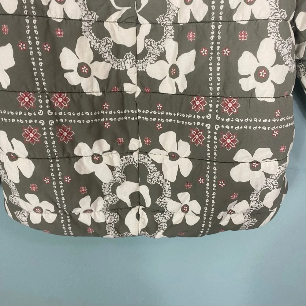 Free People Zazu Reversible Jacket Quilted Floral‎ Green XS FLAWED FLAWED